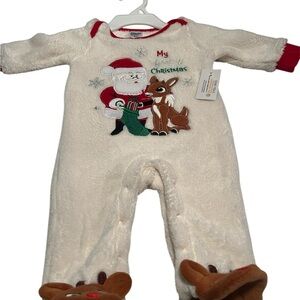 Christmas Santa and Reindeer Baby Onesie